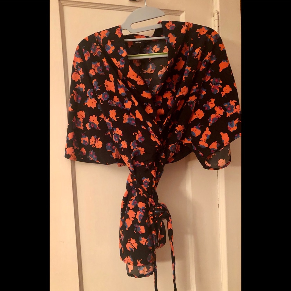 ASOS Faux Wrap Print Blouse